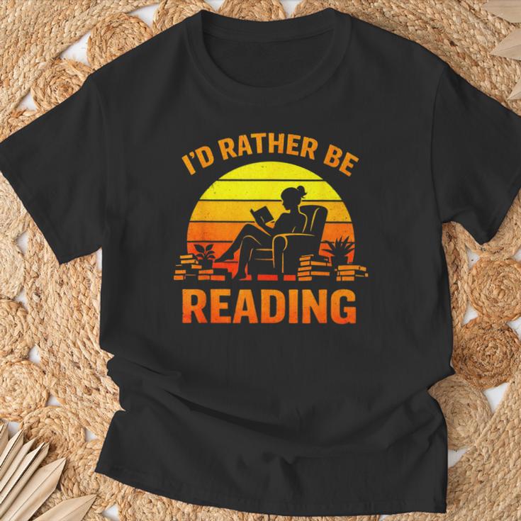 I'd Rather Be Reading Retro Book Lover Bookworm T-Shirt Gifts for Old Men
