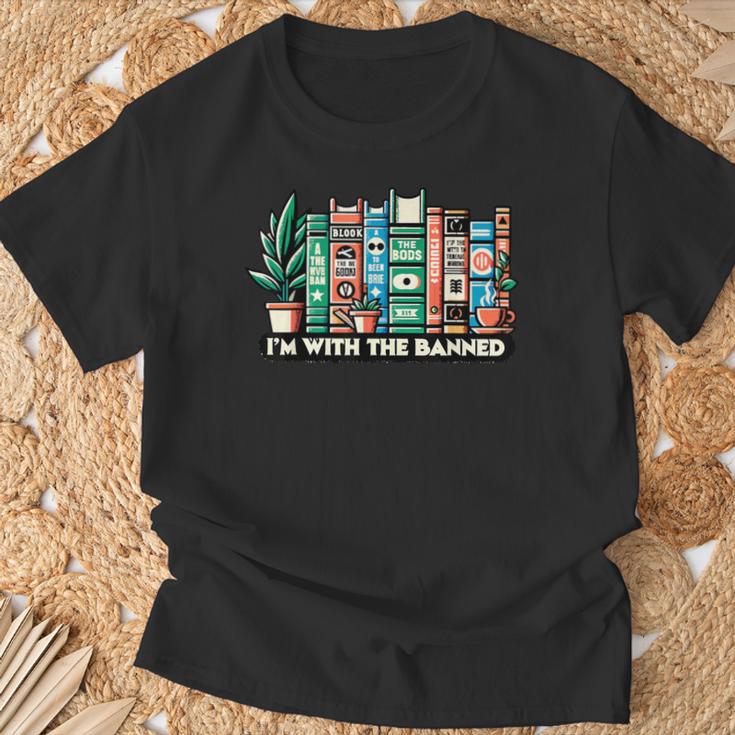 I'm With The Banned Books I Read Banned Books Lovers T-Shirt Gifts for Old Men
