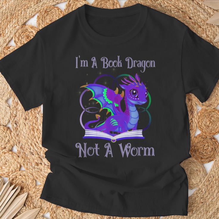 I'm a Book Dragon Not a Worm Dragons Reading T-Shirt Gifts for Old Men