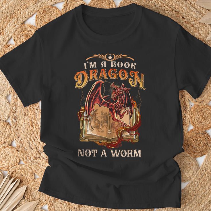 I'm a Book Dragon Not a Worm Dragon Reading a Books T-Shirt Gifts for Old Men