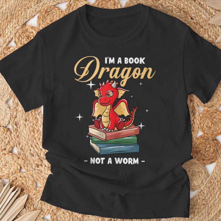 I'm A Book Dragon Not A Worm Reading Library Reader Bookworm T-Shirt Gifts for Old Men I'm A Book Dragon Not A Worm Reading Library Reader Bookworm T-Shirt Gifts for Old Men