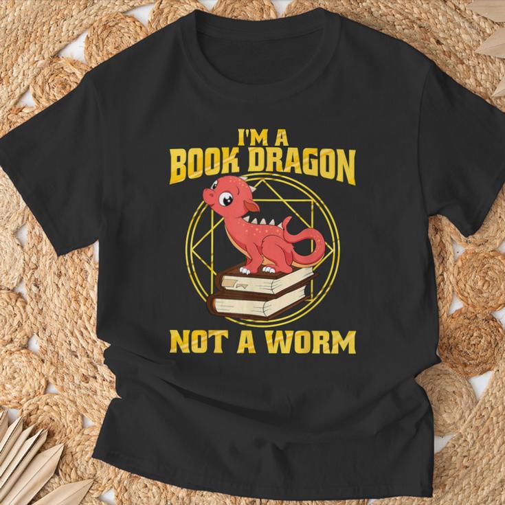 I'm A Book Dragon Not A WormShirt Bookworm Reading T-Shirt Gifts for Old Men