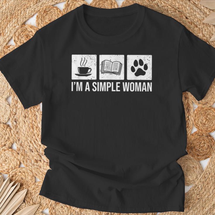 I'm A Simple Woman Tea Books & Dogs Reading Lover T-Shirt Gifts for Old Men