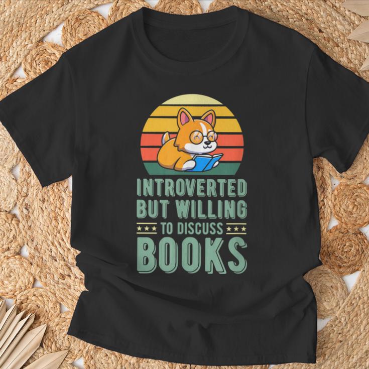 Introverted But Willing To Discuss Books Cute Literary Dog For Men Women T-Shirt Gifts for Old Men Introverted But Willing To Discuss Books Cute Literary Dog For Men Women T-Shirt Gifts for Old Men
