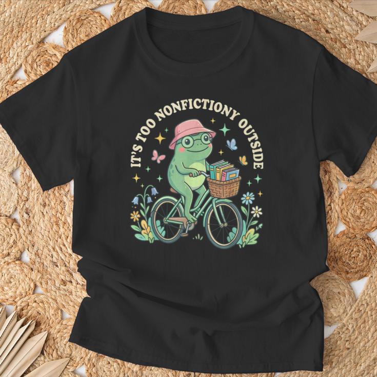 It's Too Nonfiction Outside Frog Reading Book Lover T-Shirt Gifts for Old Men