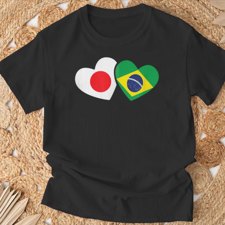 Japanese Flag Brazilian Flag Heart 日系ブラジルブラジル国旗日本国旗 Tシャツ 高齢者への贈り物