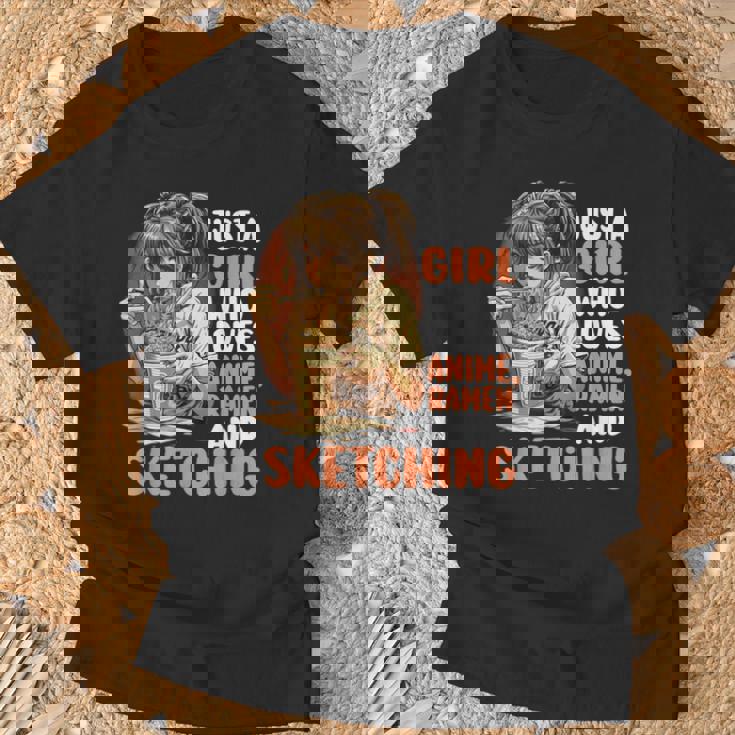Just A Girl Who Loves Anime Ramen Andketching Anime Manga Tシャツ 高齢者への贈り物