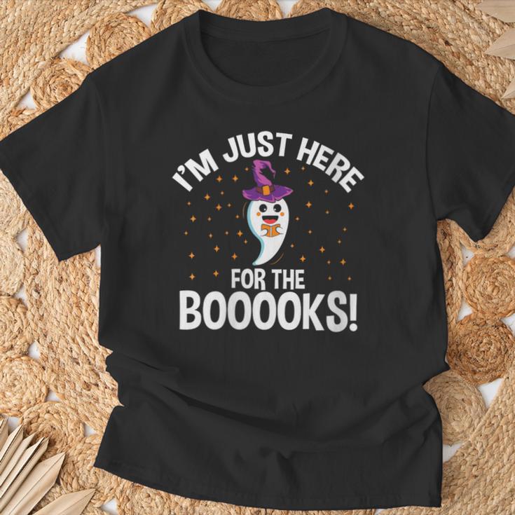 Just Here For The Boooks Ghost Teacher Halloween Book Lover T-Shirt Gifts for Old Men