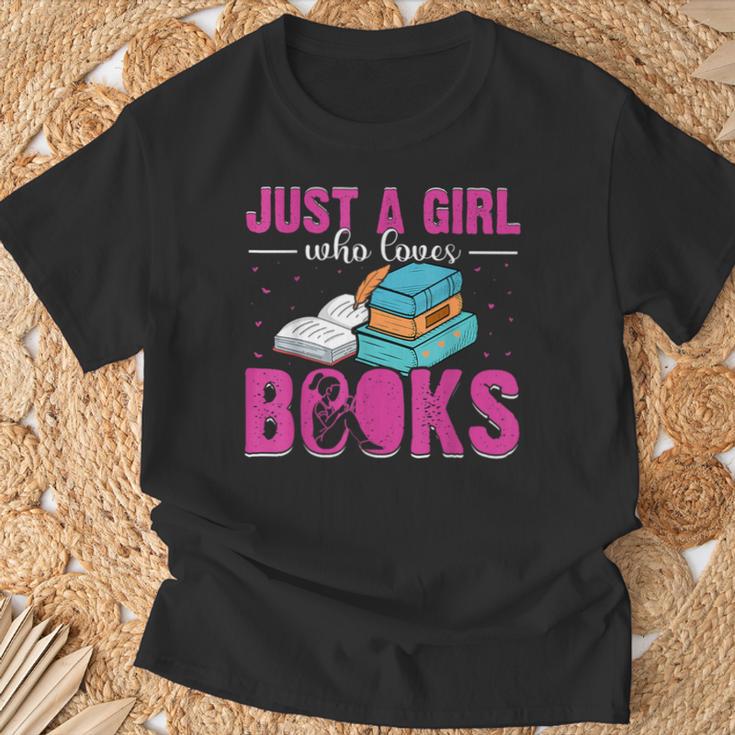 Just a Girl Who Loves Books Book Lover Reader Bookworm T-Shirt Gifts for Old Men