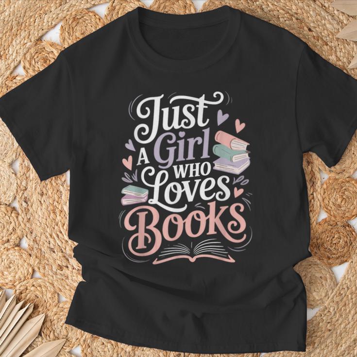 Just a Girl Who Loves Books Cute Bookish Reading Lover T-Shirt Gifts for Old Men