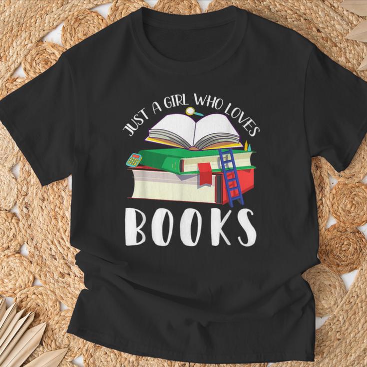 Just A Girl Who Loves Books Lover Bookworm Librarian Reading T-Shirt Gifts for Old Men