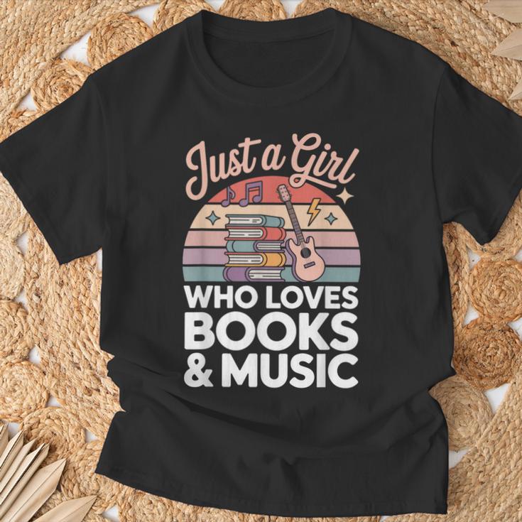 Just a Girl Who Loves Books And Music T-Shirt Gifts for Old Men