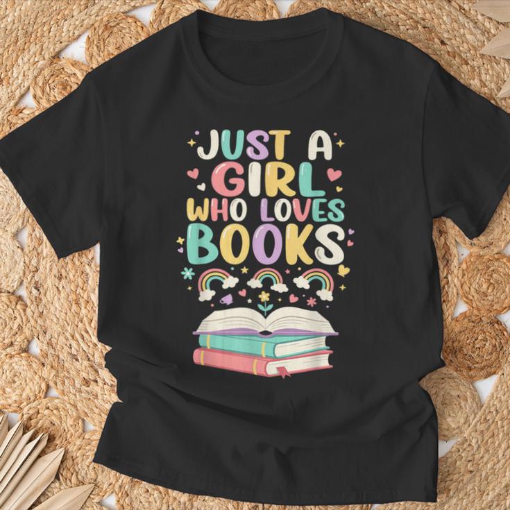 Just A Girl Who Loves Books Reading Bookworm & Read Book T-Shirt Gifts for Old Men