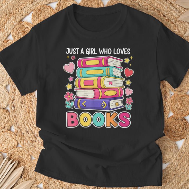 Just A Girl Who Loves Books Reading Library T-Shirt Gifts for Old Men
