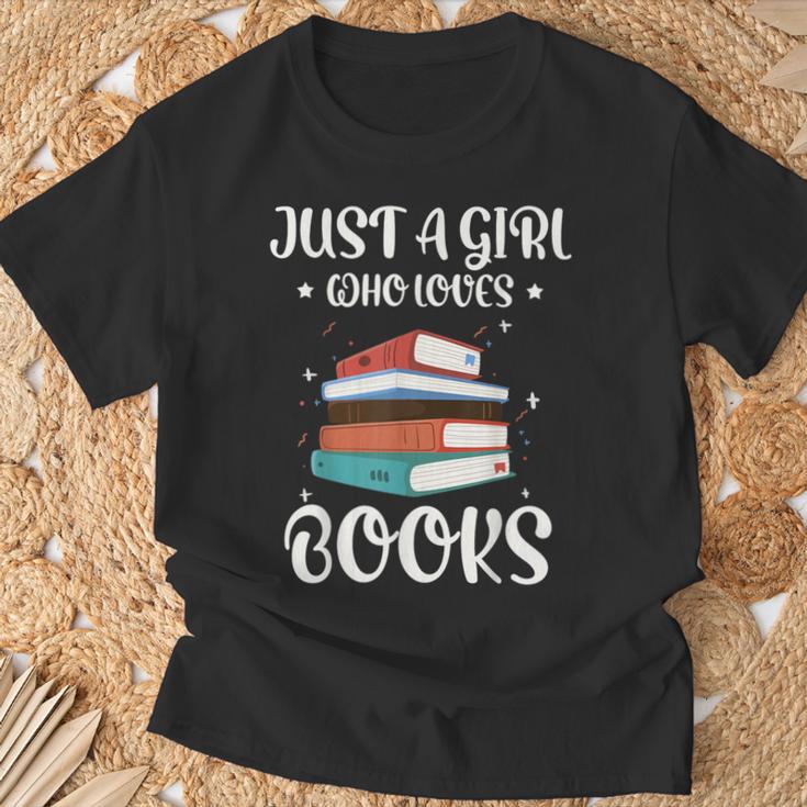 Just A Girl Who Loves Books Women Book Lovers Bookish Girls T-Shirt Gifts for Old Men
