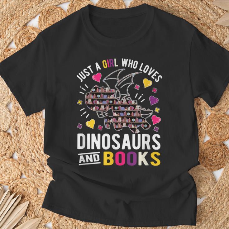 Just A Girl Who Loves Dinosaurs And Books T-Shirt Gifts for Old Men