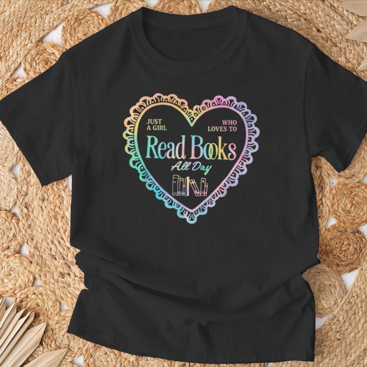 Just A Girl Who Loves To Read Books All Day T-Shirt Gifts for Old Men