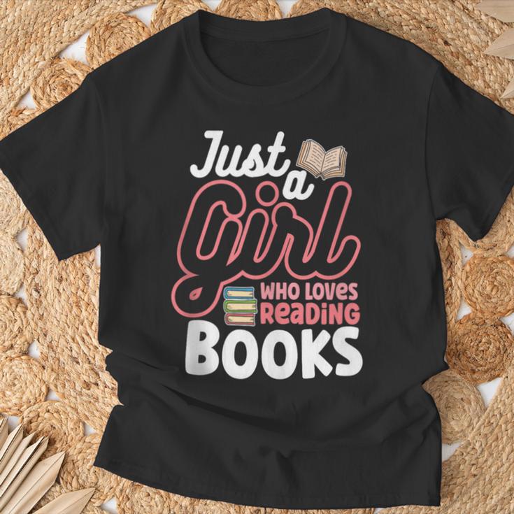 Just A Girl Who Loves Reading Books Book Nerd Librarian T-Shirt Gifts for Old Men