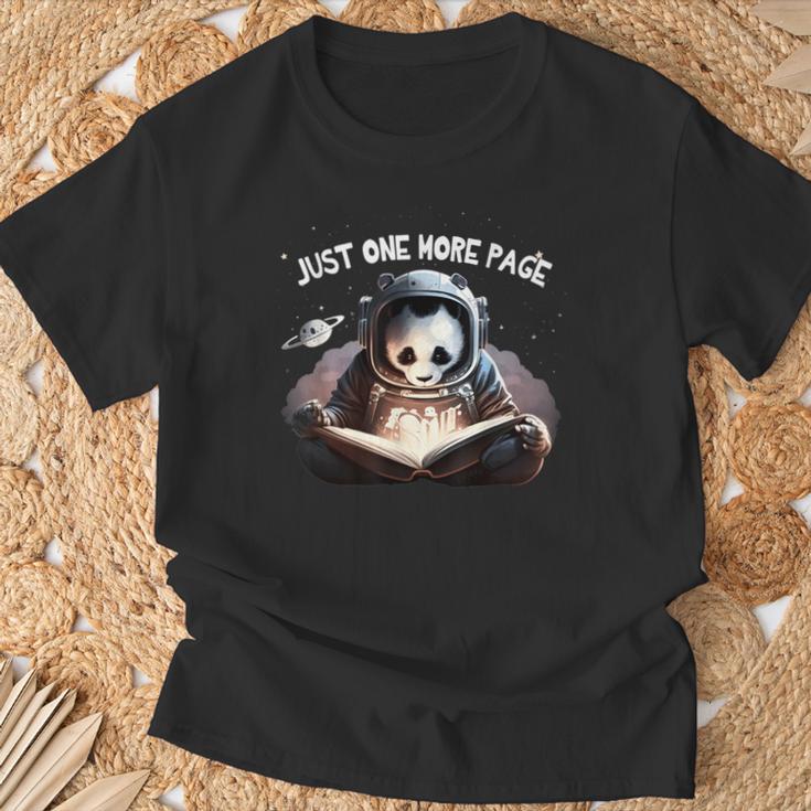 Just One More Page Panda Astronaut Space Suite Book Reading T-Shirt Gifts for Old Men