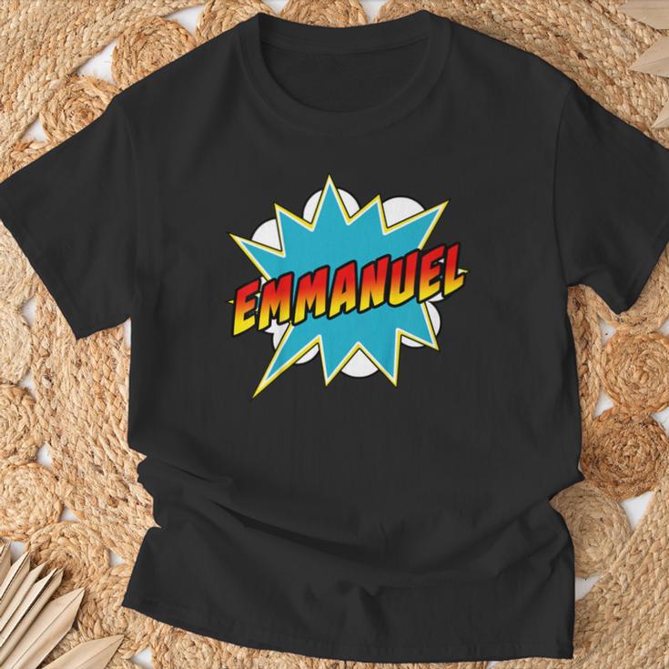 Kids Boys Emmanuel Comic Book Superhero Name T-Shirt Gifts for Old Men