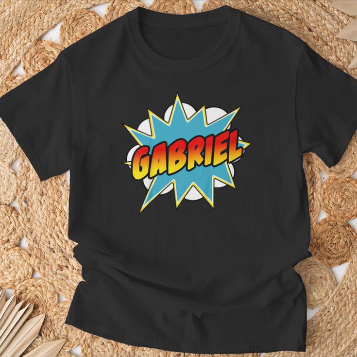 Kids Boys Gabriel Name Comic Book Superhero T-Shirt Gifts for Old Men
