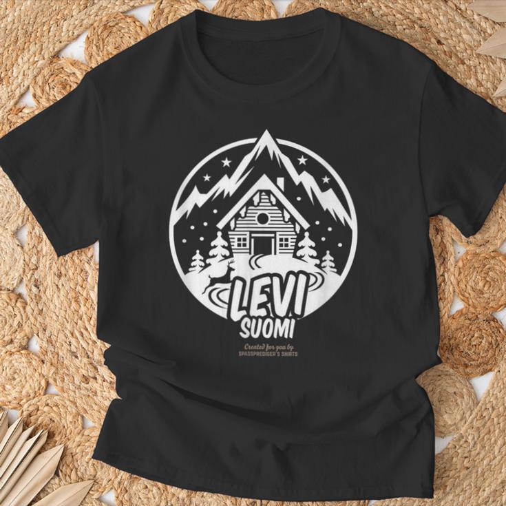Leviuomi フィンランド スキーロッジとスキーリゾートの名前 Levi Tシャツ 高齢者への贈り物