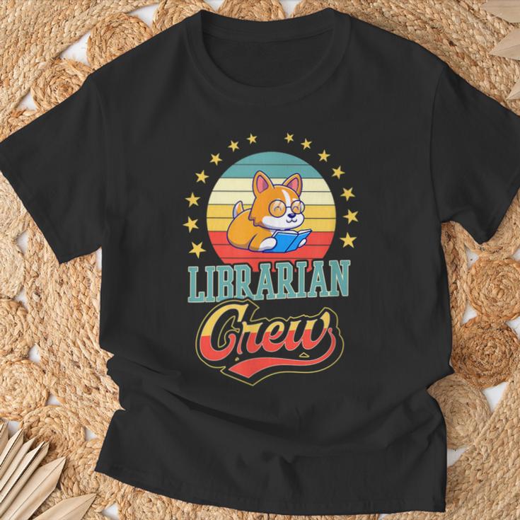 Librarian Crew Cute Library Dog Book Reading Men Women T-Shirt Gifts for Old Men