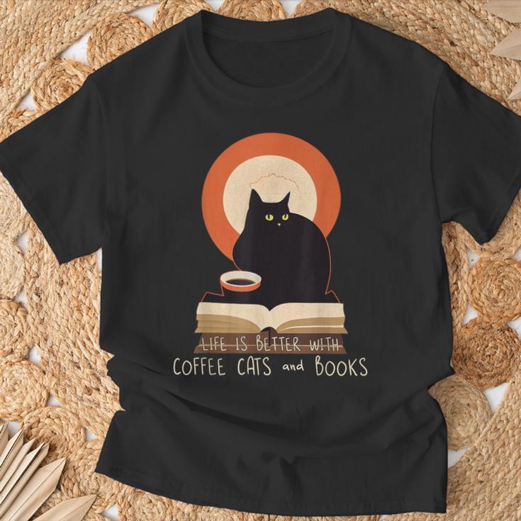 Life Is Better With Coffee Cats And Books Cat Lover Men Women T-Shirt Gifts for Old Men Life Is Better With Coffee Cats And Books Cat Lover Men Women T-Shirt Gifts for Old Men