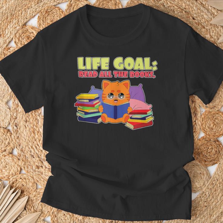 Life Goals Read All The Books I Book Worm I Book Lover T-Shirt Gifts for Old Men