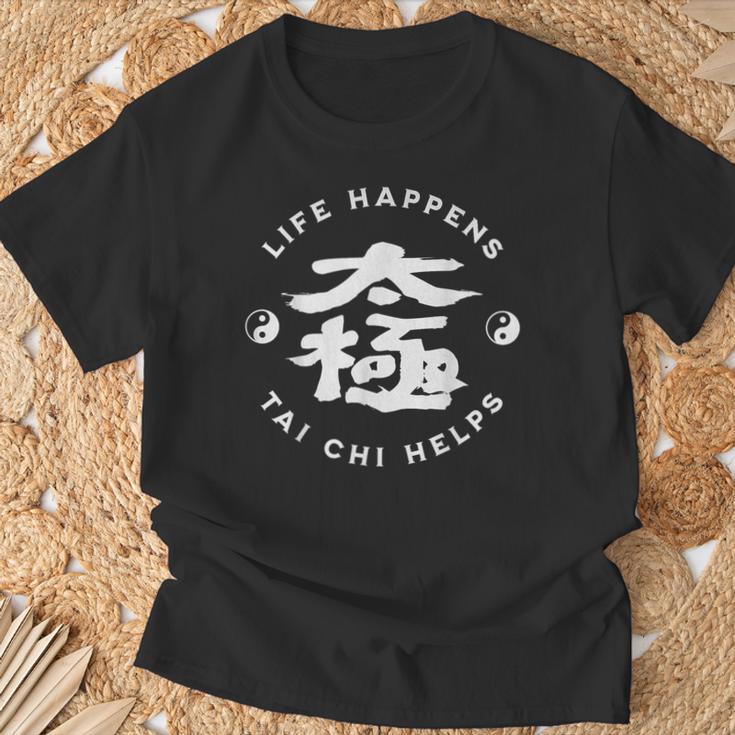 Life Happens Tai Chi Aide La Calligraphie Chinoise Ying & Yang T-Shirt Cadeaux pour les vieillards
