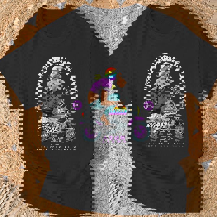 Life Is A Monkey Bike Fun ビンテージ バイカー プライドエディション Tシャツ 高齢者への贈り物