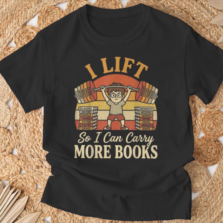 I Lift So I Can Carry More Book Lover Reader Gym Reading T-Shirt Gifts for Old Men