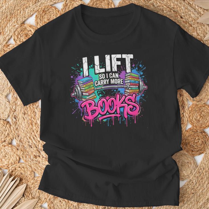 I Lift So I Can Carry More Books Reader Librarian T-Shirt Gifts for Old Men