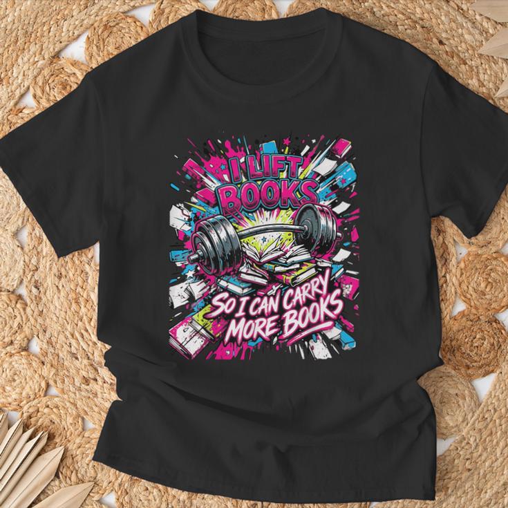 I Lift So I Can Carry More Books Reader Weightlifting T-Shirt Gifts for Old Men