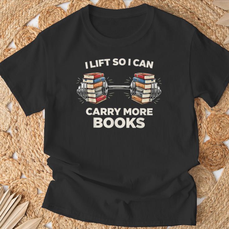 Lift So I Can Carry More Books Readers Retro Books Barbell T-Shirt Gifts for Old Men Lift So I Can Carry More Books Readers Retro Books Barbell T-Shirt Gifts for Old Men