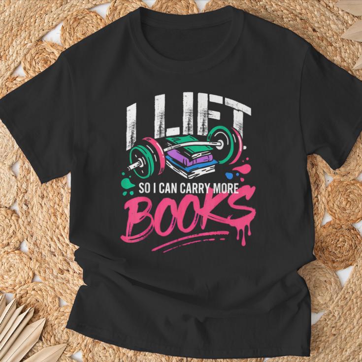 I Lift So I Can Carry More Books Reading Reader Workout Gym T-Shirt Gifts for Old Men