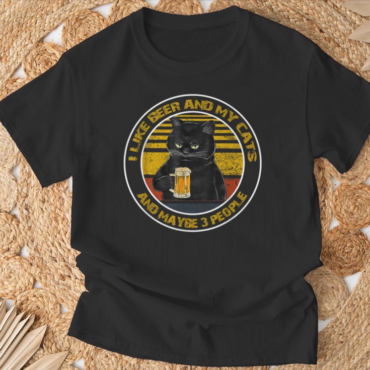 I Like Beer My Cat And Maybe 3人用 デイキャット Tシャツ 高齢者への贈り物
