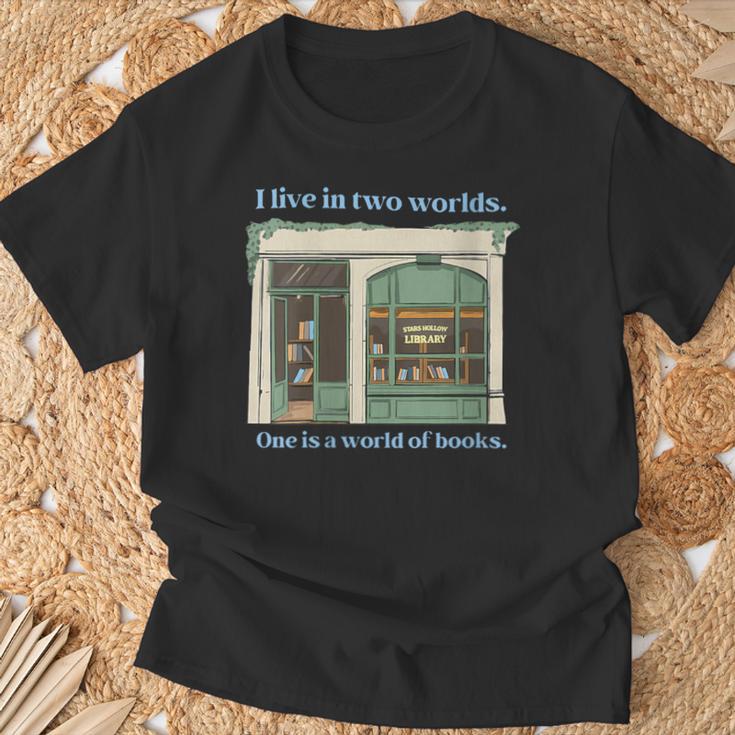 I Live In Two Worlds One Is A World Of Books T-Shirt Gifts for Old Men