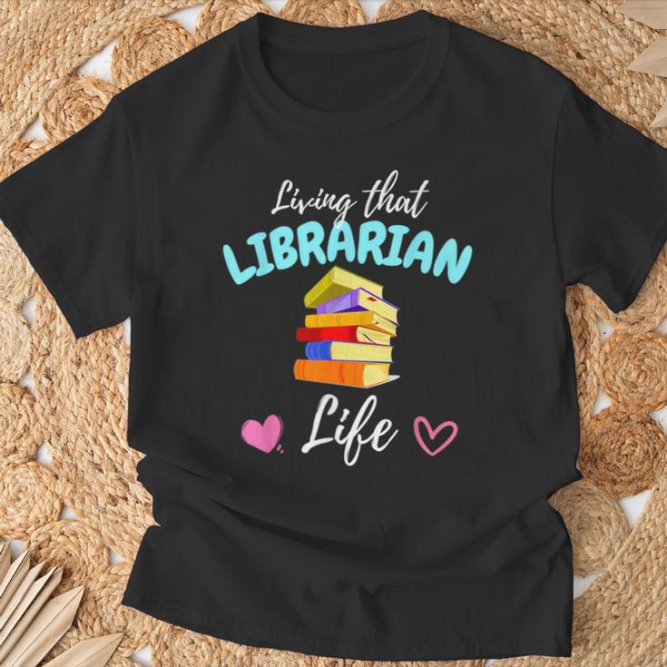 Living That Librarian Life Library Book Lover T-Shirt Gifts for Old Men
