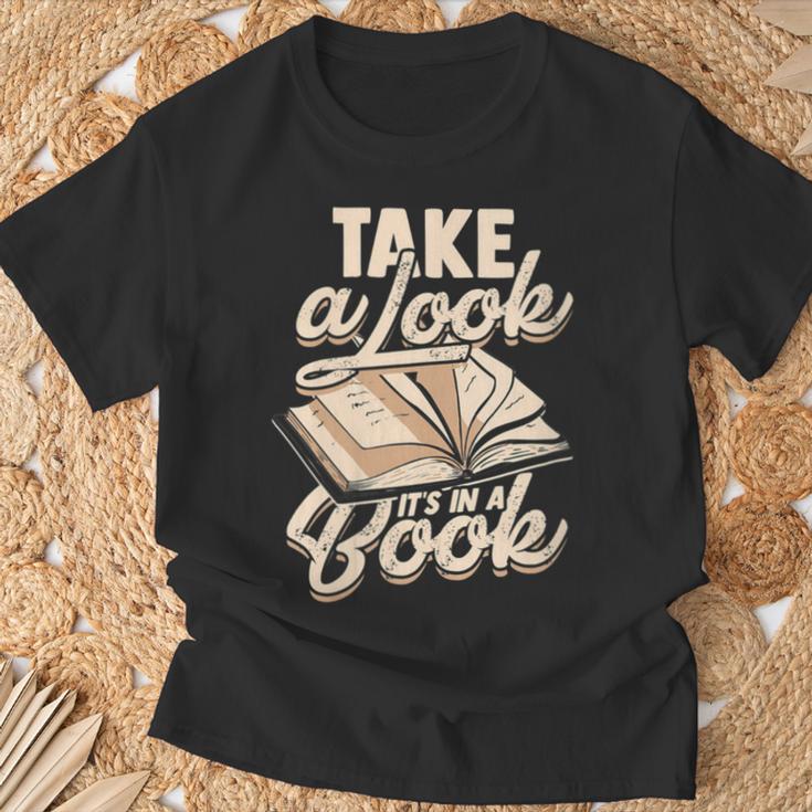 Take a Look It's In a Book Author History Reading T-Shirt Gifts for Old Men