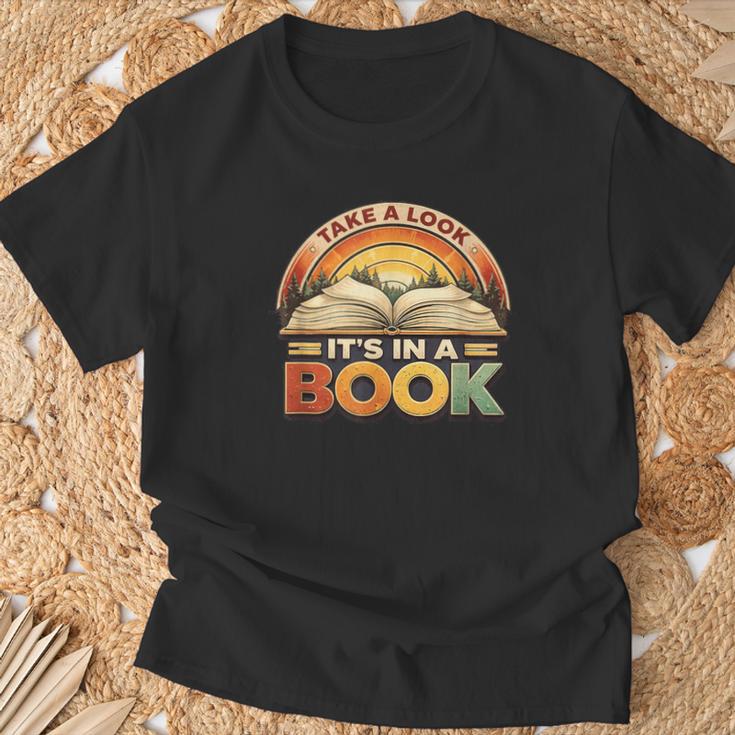 Take A Look It's In A Book Motivating Teachers Bookworms T-Shirt Gifts for Old Men