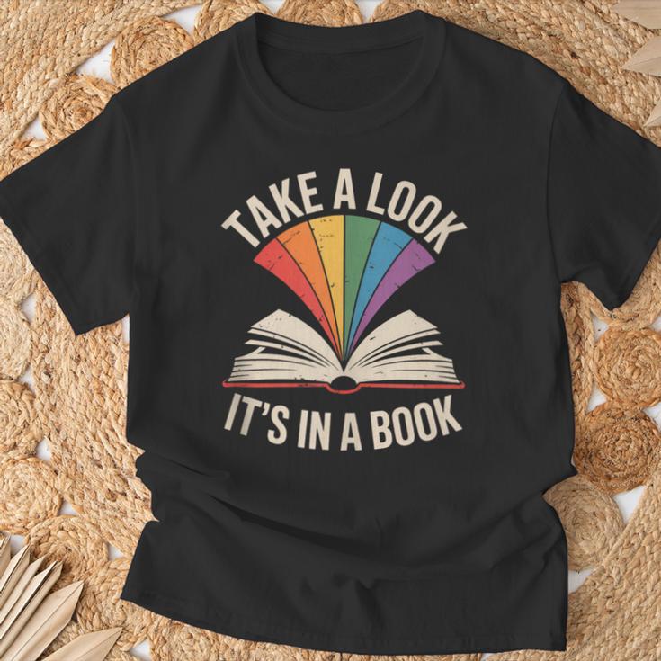 Take A Look Its In A Book Reading T-Shirt Gifts for Old Men