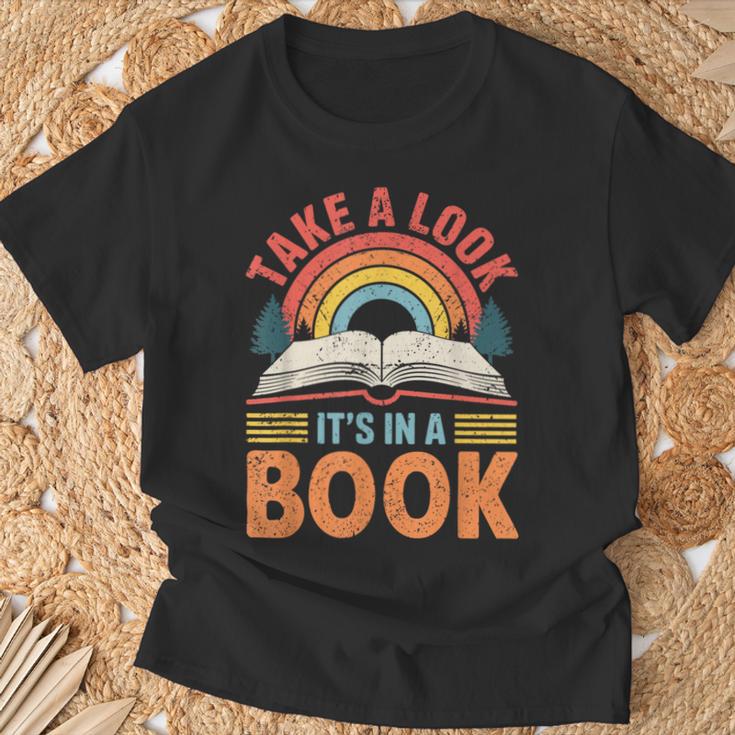 Take A Look It's In A Book Retro Reading Book Lover T-Shirt Gifts for Old Men