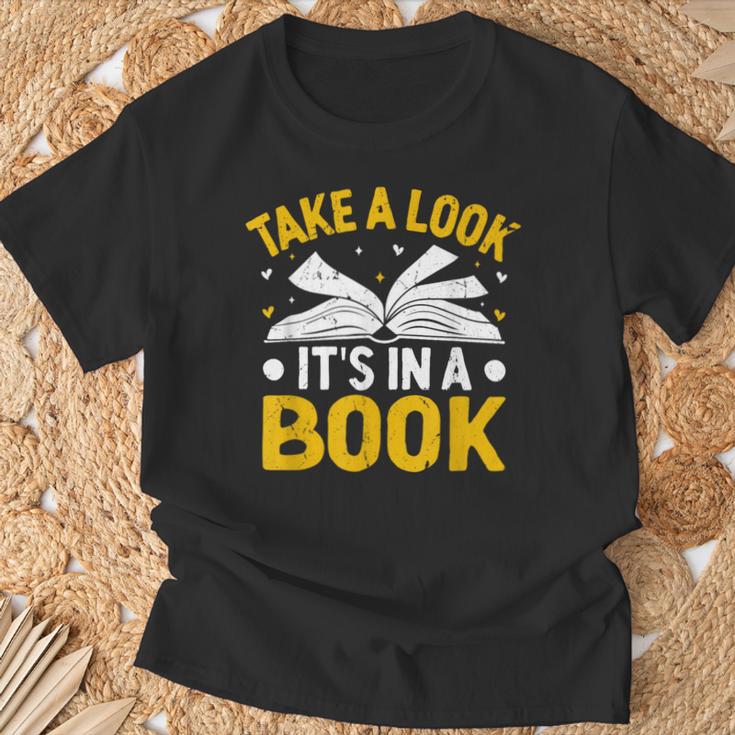 Take A Look It's In A Book T-Shirt Gifts for Old Men