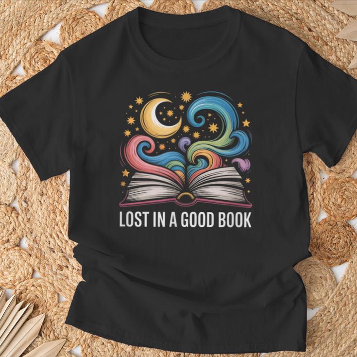 Lost In A Good Book Moon And Stars Fantasy BookTok T-Shirt Gifts for Old Men