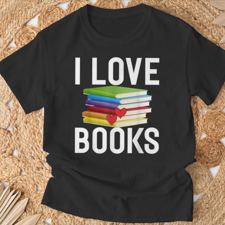 I Love Books Librarian T-Shirt Gifts for Old Men