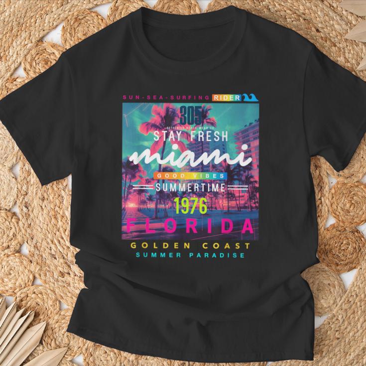 I Love Miami & Miami Loves Me Cool Miami Illustration Tシャツ 高齢者への贈り物