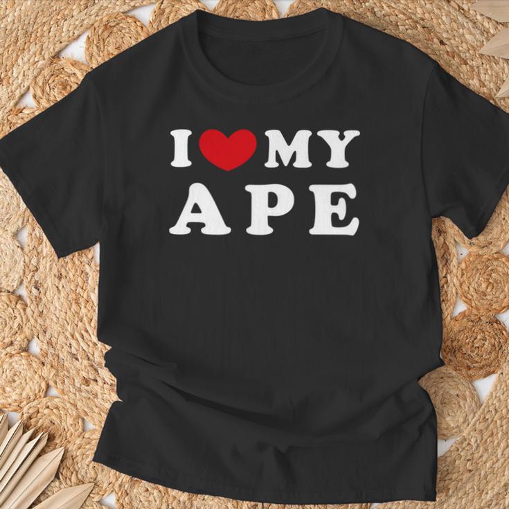 I Love My Ape アイ・ラブ・マイ・エイプ、アイ・ハート・マイ・エイプ 長袖tシャツ Tシャツ 高齢者への贈り物