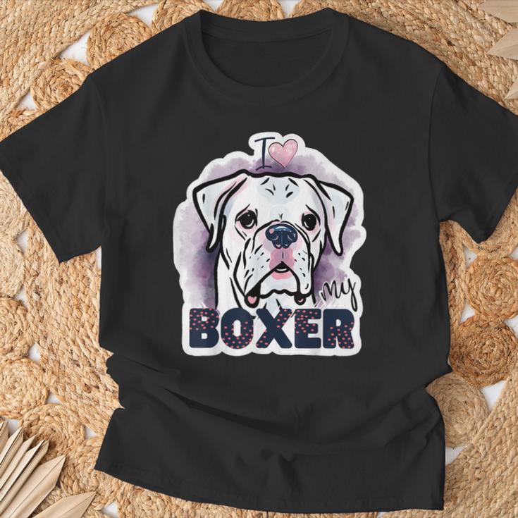 I Love My Boxer Dog Mom Dad Kawaii Dog Doodles ボクサー 犬 Tシャツ 高齢者への贈り物