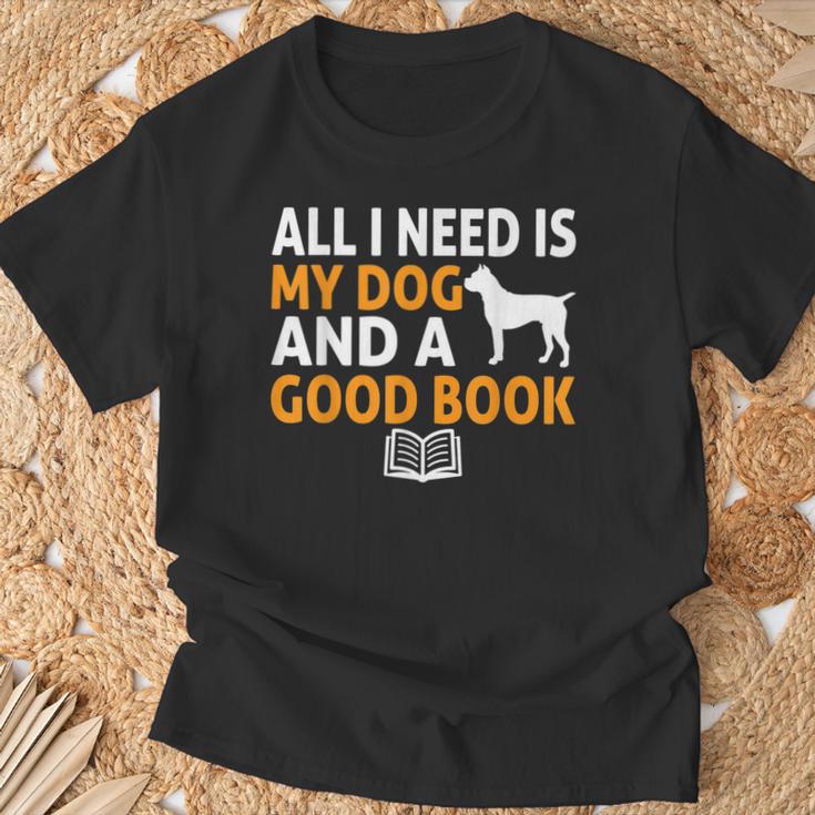 i Love Reading Apparel All i Need Is My Dog And a Good Book For Men Women T-Shirt Gifts for Old Men